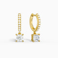 Asscher Accented Drop Huggie Hoop Earrings