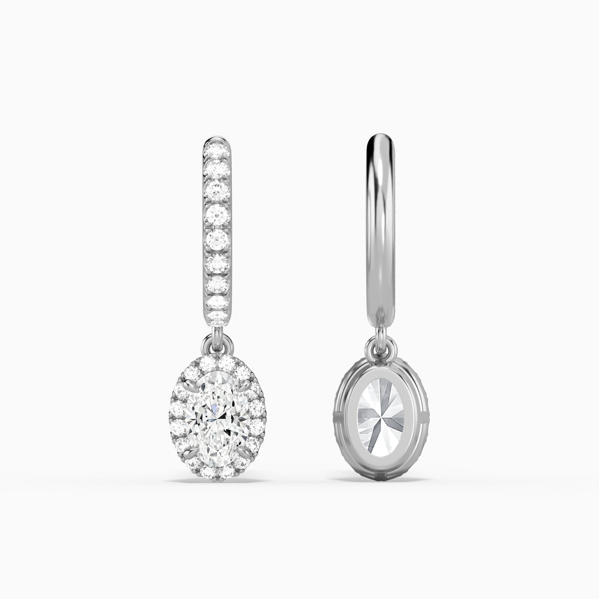 Oval Luxe Drop Huggie Hoop Earrings in Platinum