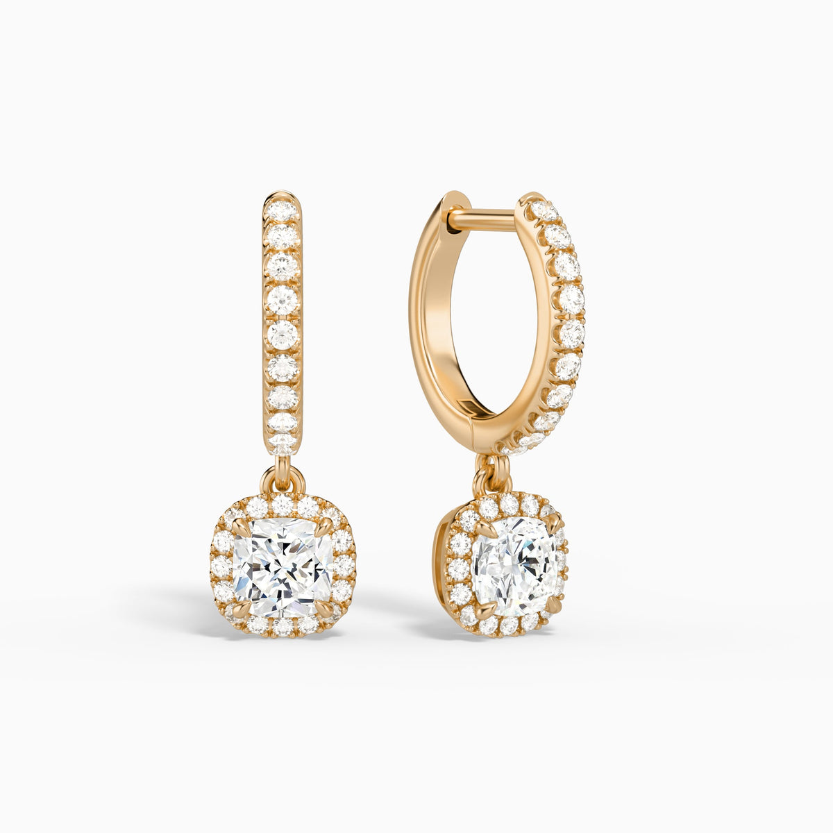 Cushion Luxe Drop Huggie Hoop Earrings in 14K Rose Gold