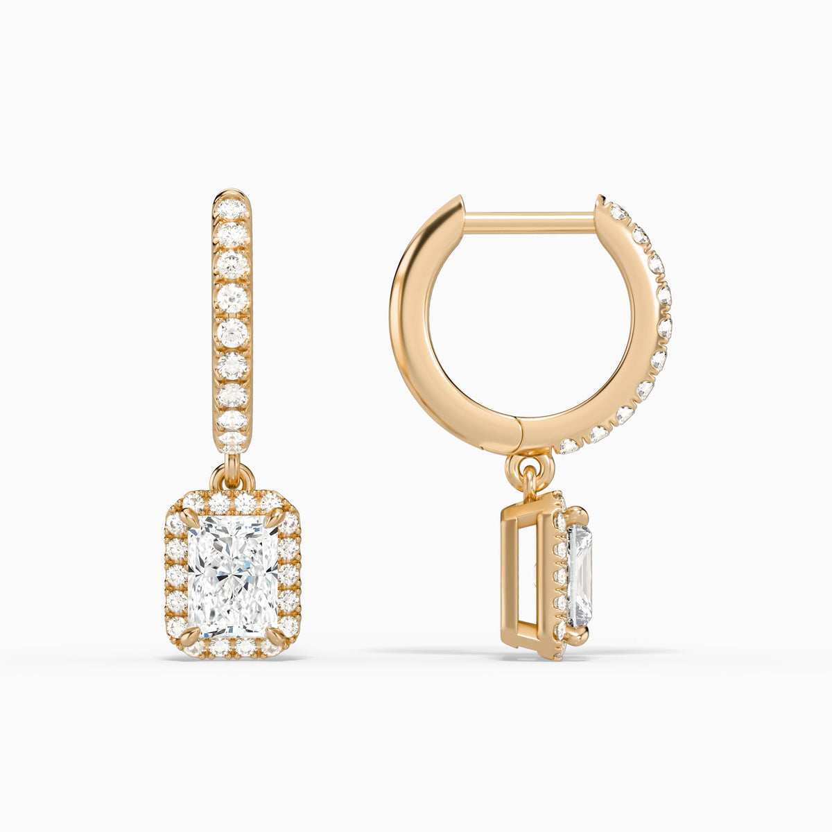 Radiant Luxe Drop Huggie Hoop Earrings in 14K Rose Gold