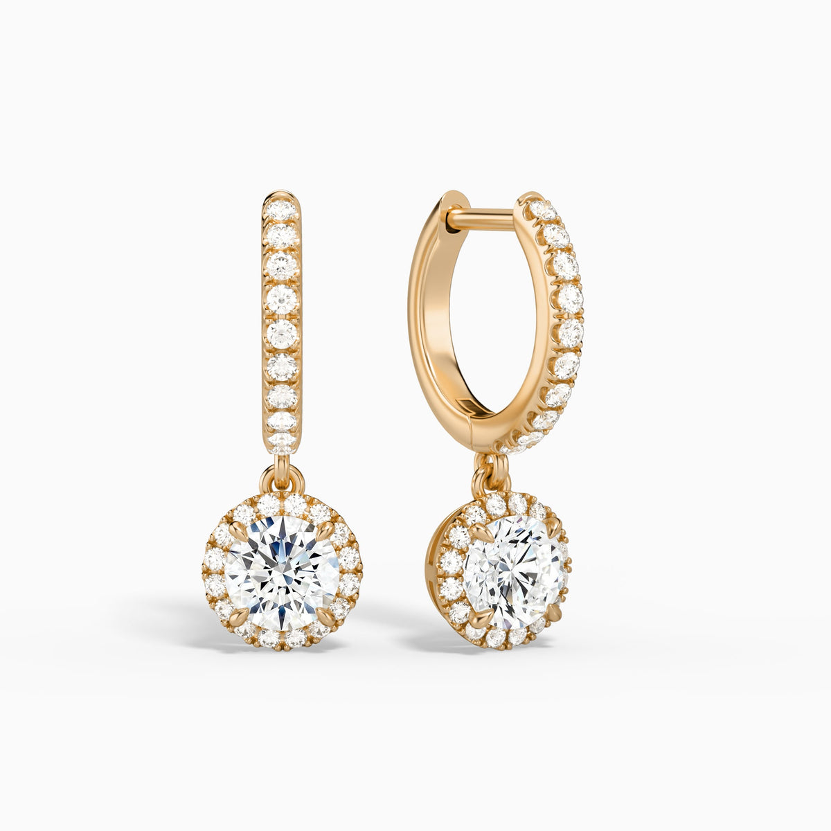 Round Luxe Drop Huggie Hoop Earrings in 14K Rose Gold