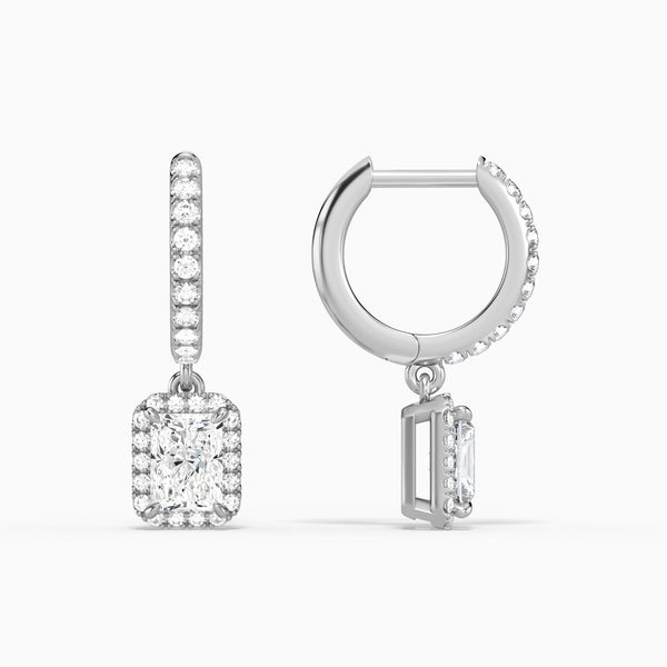 Radiant Luxe Drop Huggie Hoop Earrings in 14K White Gold