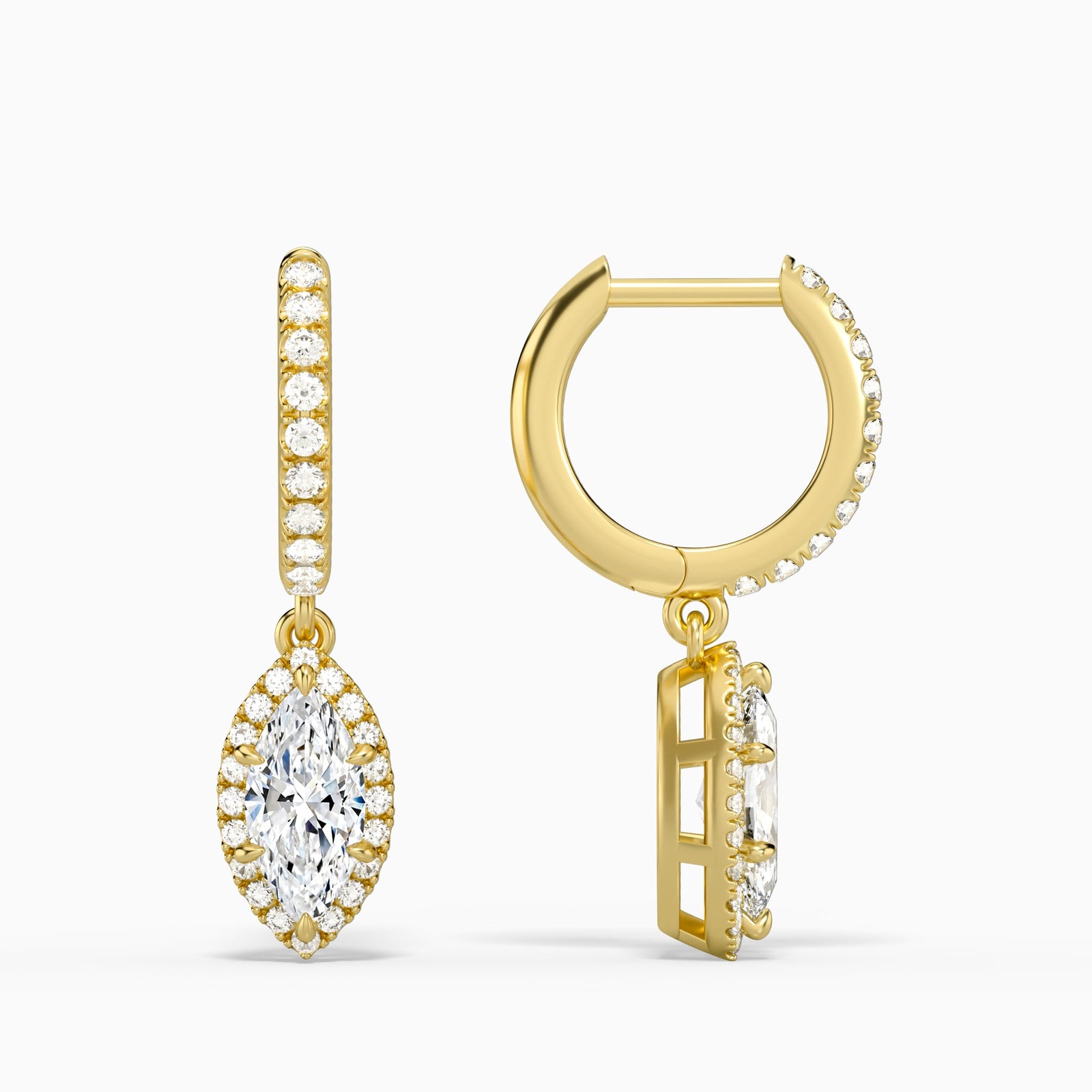 Marquise Luxe Drop Huggie Hoop Earrings