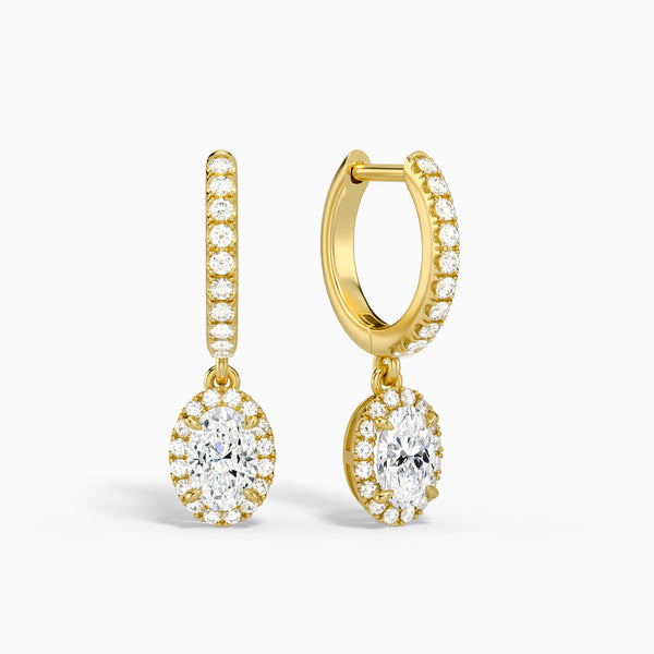 Oval Luxe Drop Huggie Hoop Earrings in 14K Yellow Gold