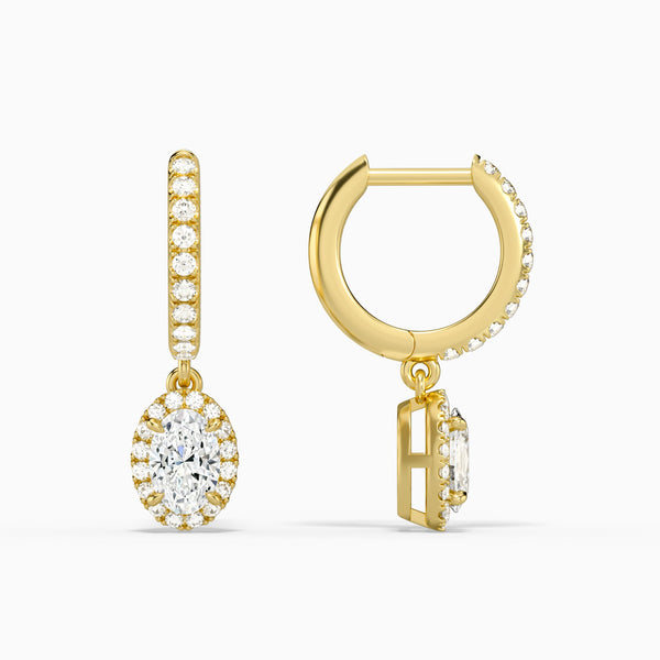 Oval Luxe Drop Huggie Hoop Earrings in 14K Yellow Gold