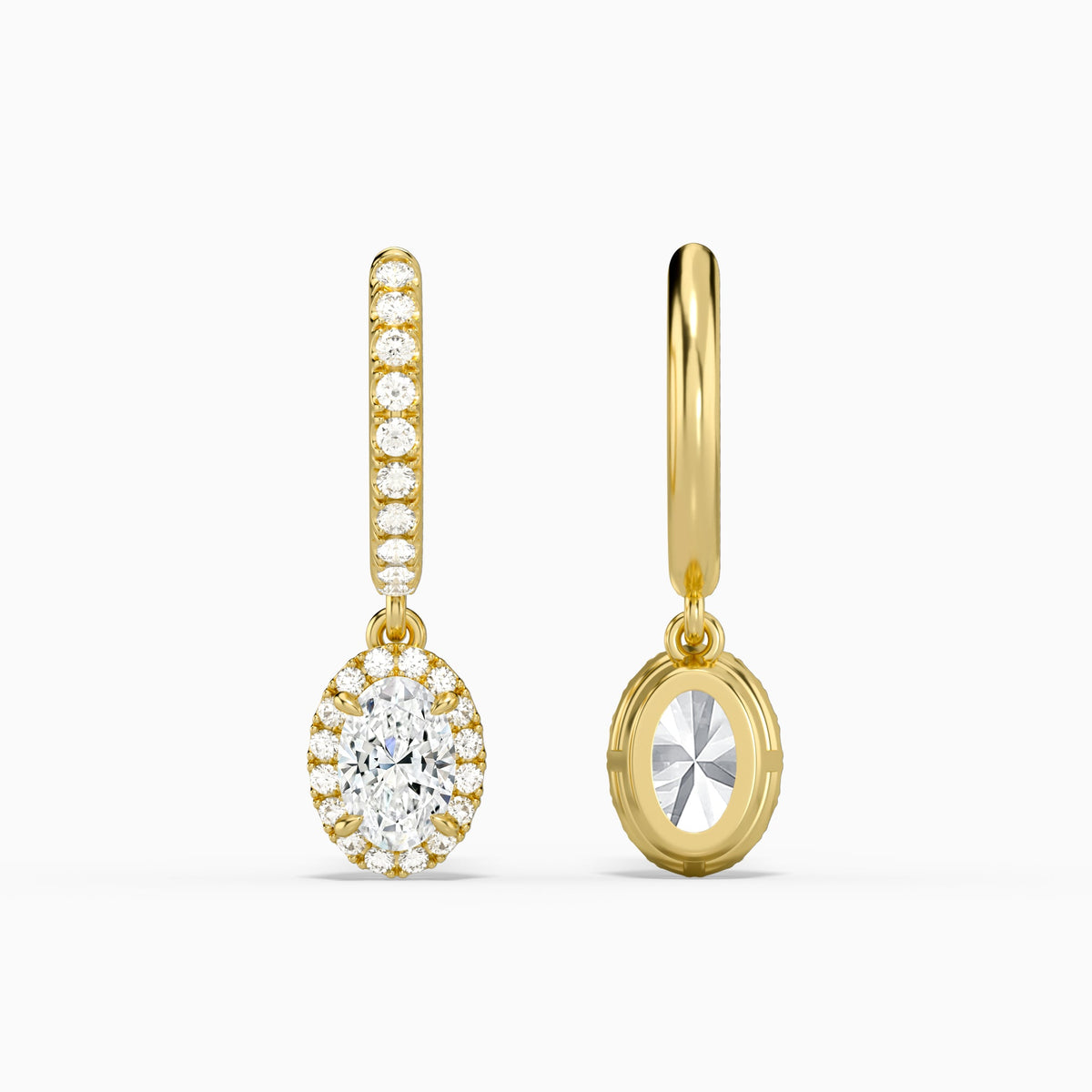 Oval Luxe Drop Huggie Hoop Earrings in 18K Yellow Gold
