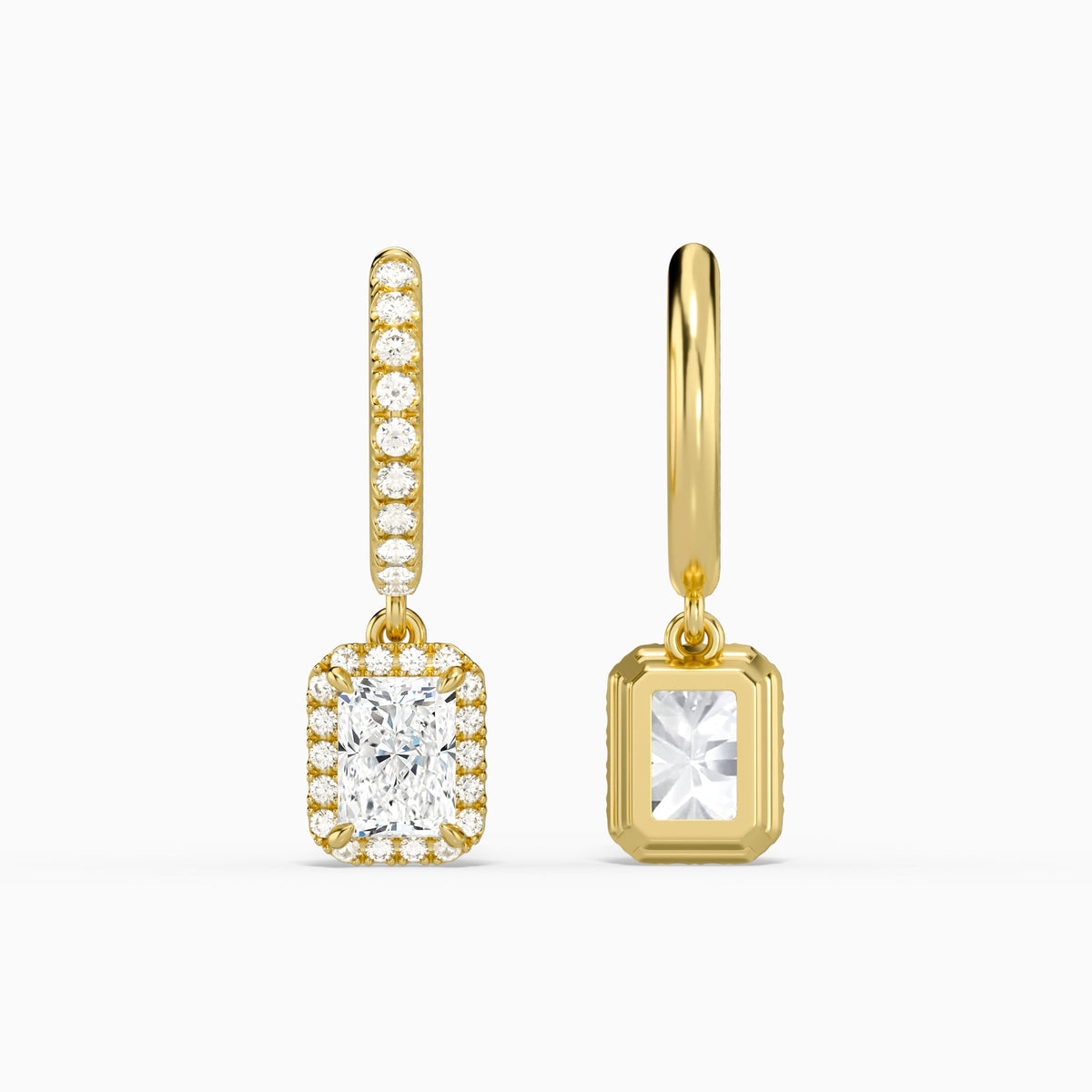 Radiant Luxe Drop Huggie Hoop Earrings in 18K Yellow Gold