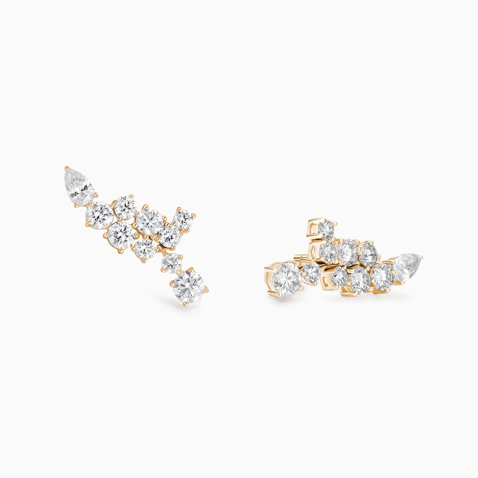 Diamond Cluster Climber Stud Earrings