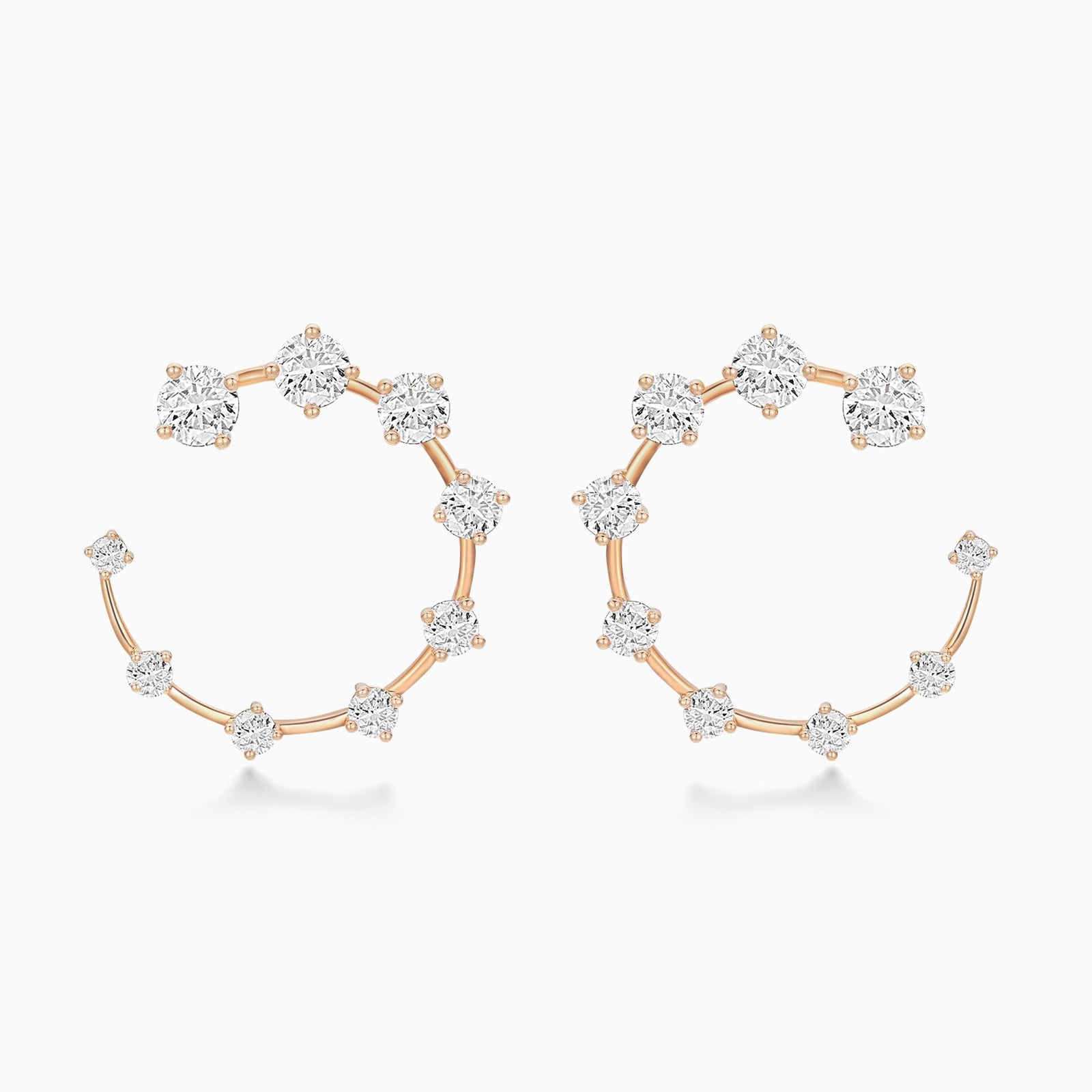 Graduated Round Open Hoop Diamond Earring