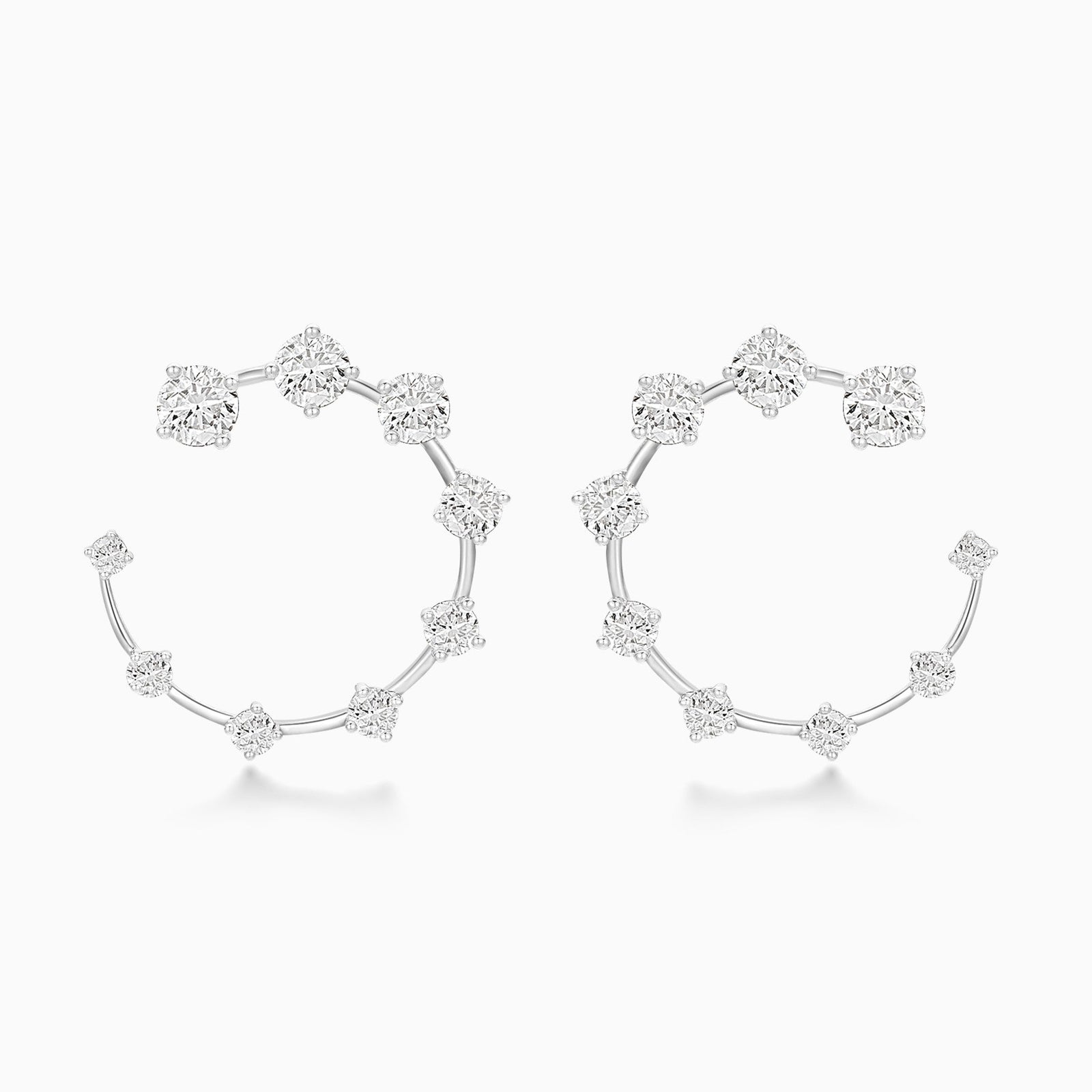 Graduated Round Open Hoop Diamond Earring