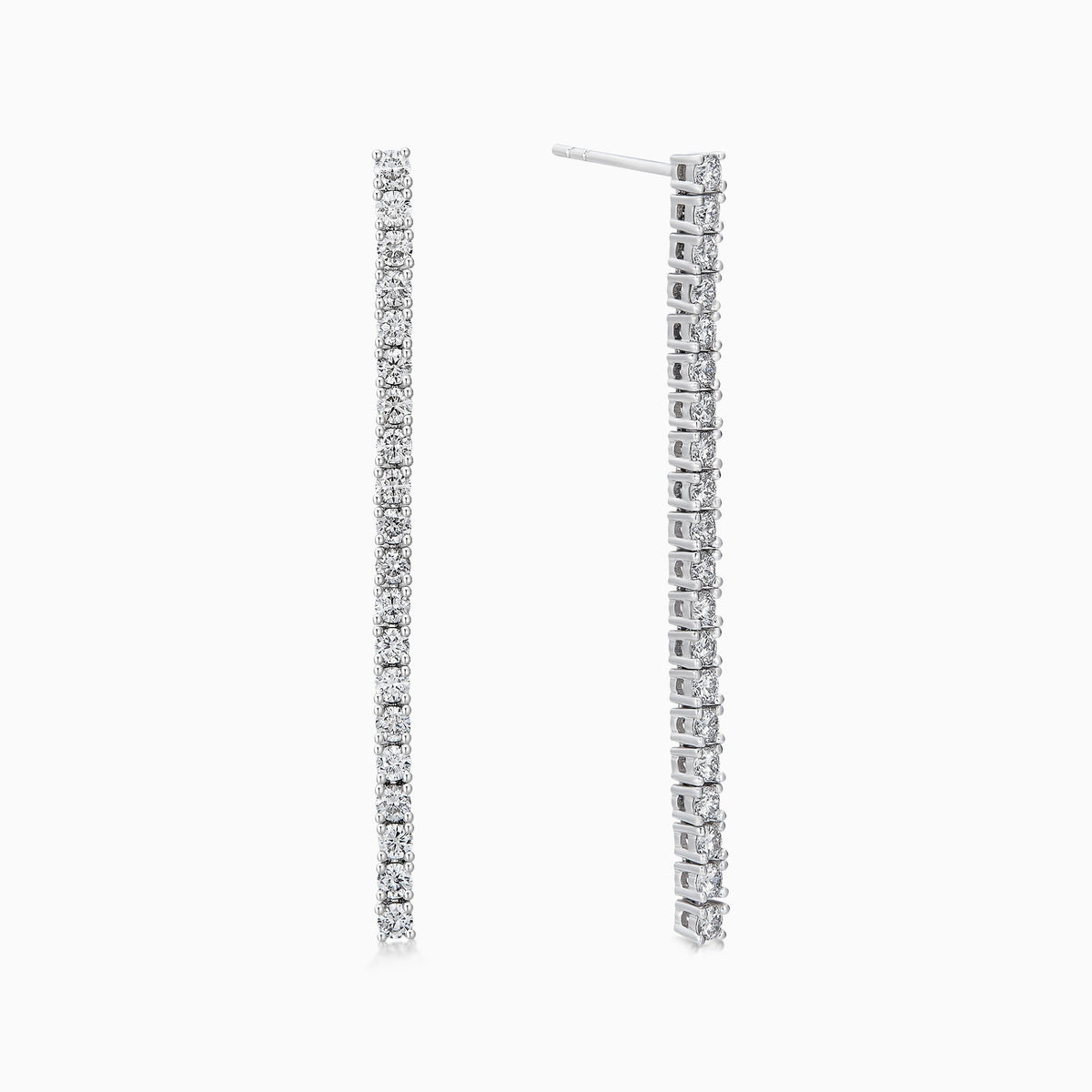 Line Drop Diamond Tennis Earrings in Platinum