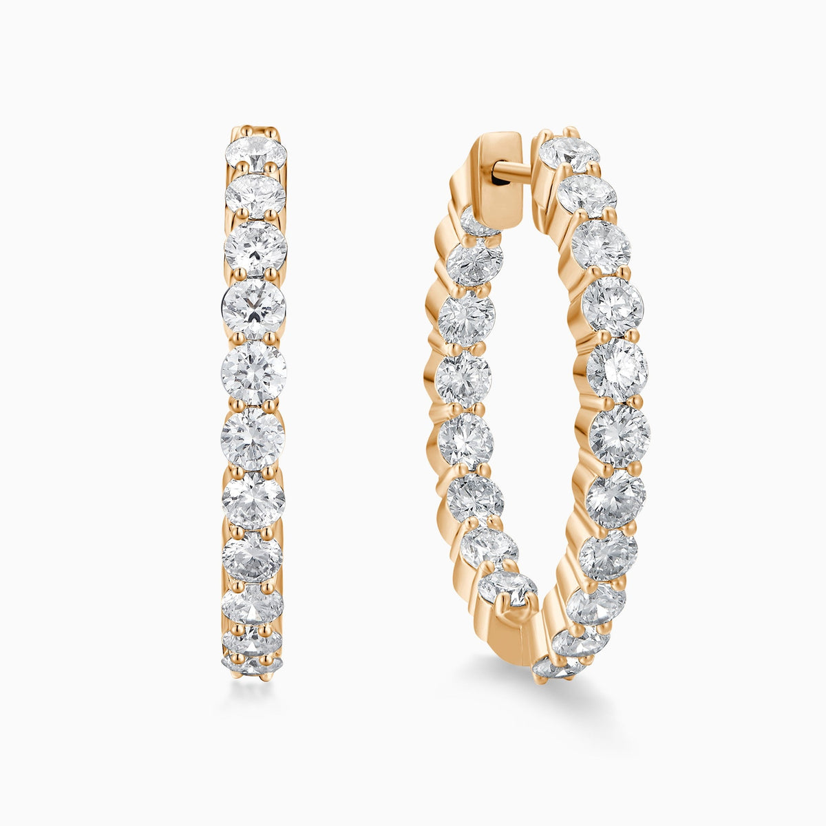 Inside-Out Hoop Diamond Earrings in 14K Rose Gold