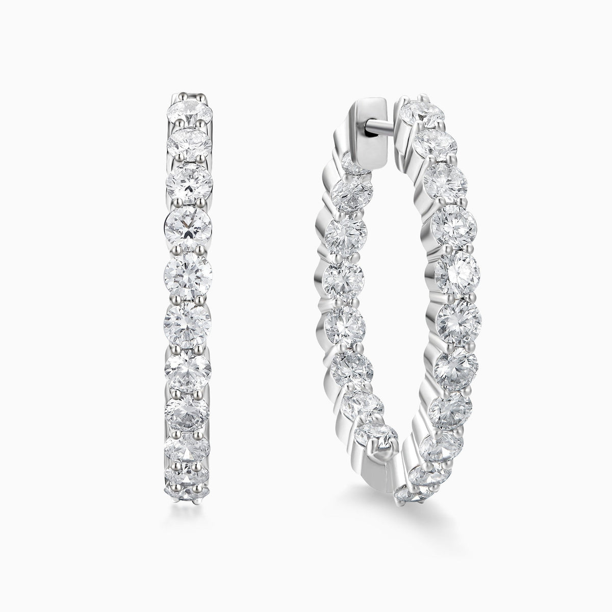 Inside-Out Hoop Diamond Earrings in 14K White Gold