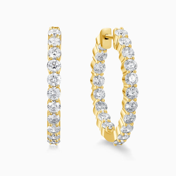 Inside-Out Hoop Diamond Earrings in 14K Yellow Gold
