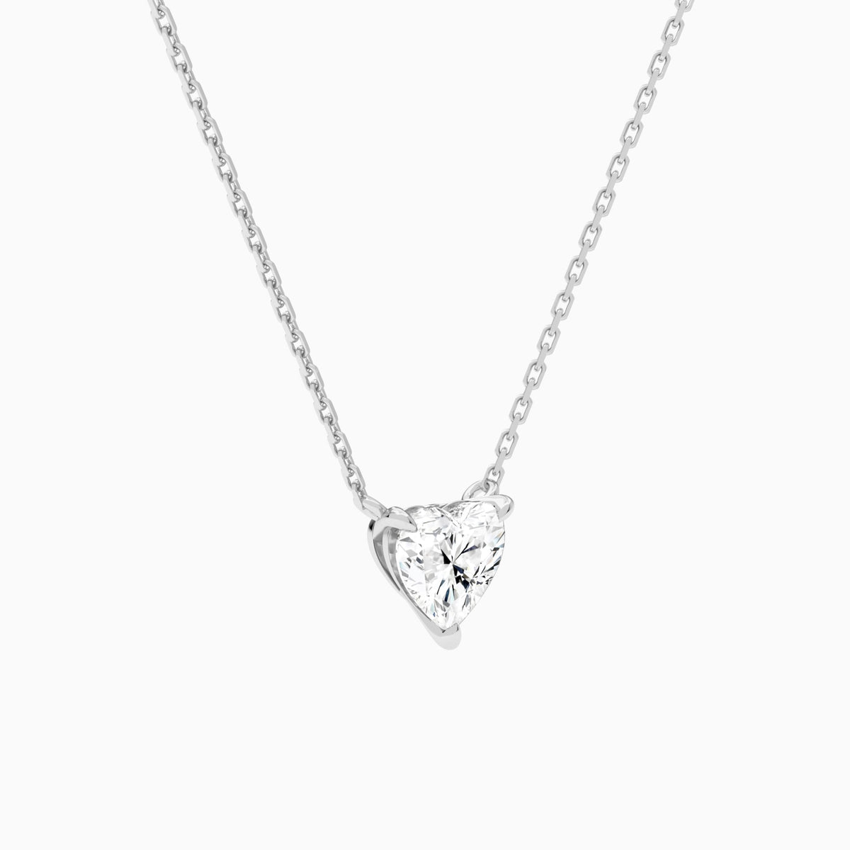 Heart Solitaire Lab Grown Diamond Necklace In Platinum - Front Angle View
