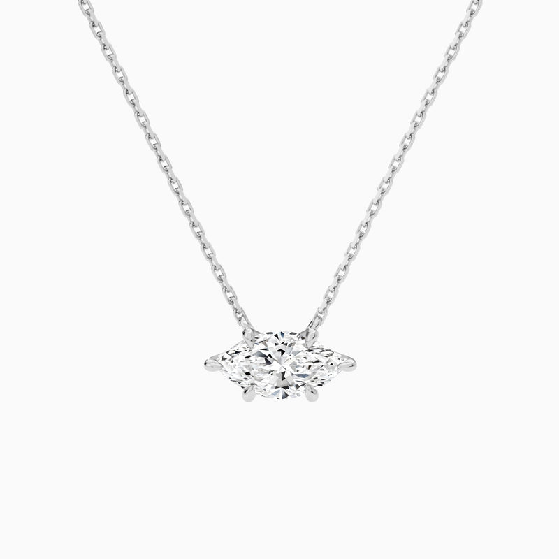 Marquise Solitaire Lab Grown Diamond Necklace In Platinum - Lucenjuri
