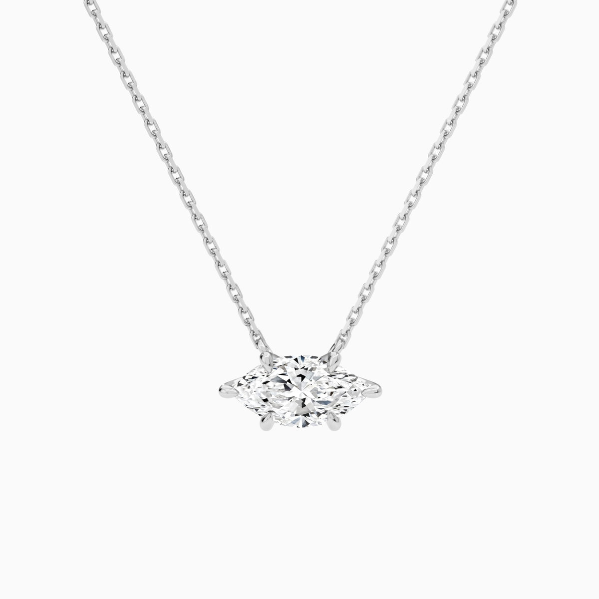 Marquise Solitaire Lab Grown Diamond Necklace In Platinum - Lucenjuri