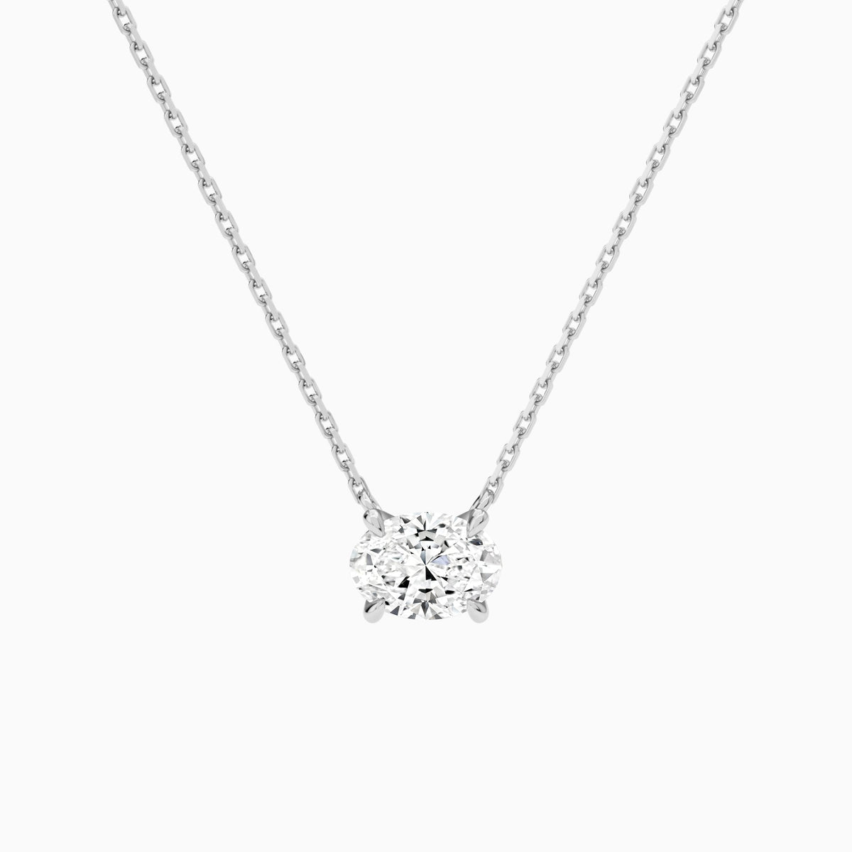 Oval Solitaire Lab Grown Diamond Necklace In Platinum - Lucenjuri