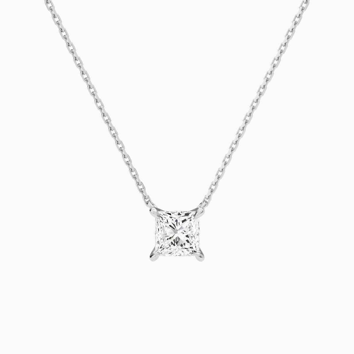 Princess Solitaire Lab Grown Diamond Necklace In Platinum - Lucenjuri