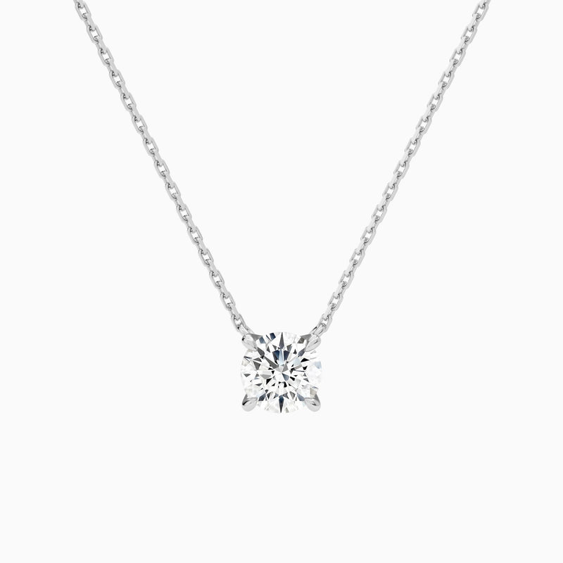 Round Solitaire Lab Grown Diamond Necklace In Platinum - Lucenjuri