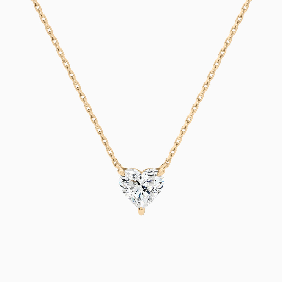 Heart Solitaire Lab Grown Diamond Necklace In 14K Rose Gold - Lucenjuri