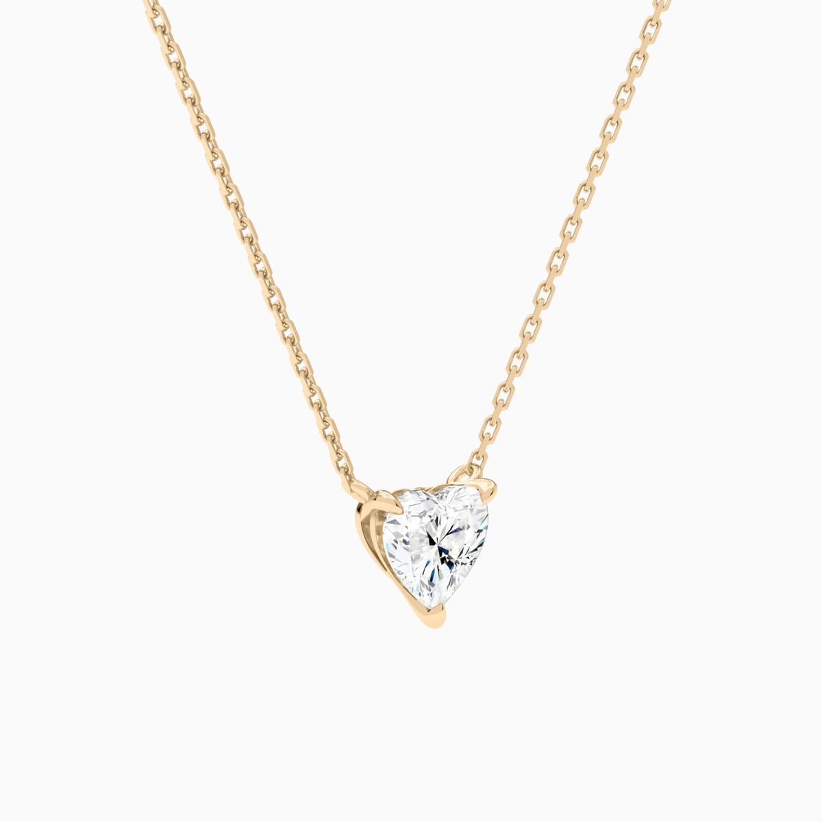 Heart Solitaire Lab Grown Diamond Necklace In 14K Rose Gold - Front Angle View