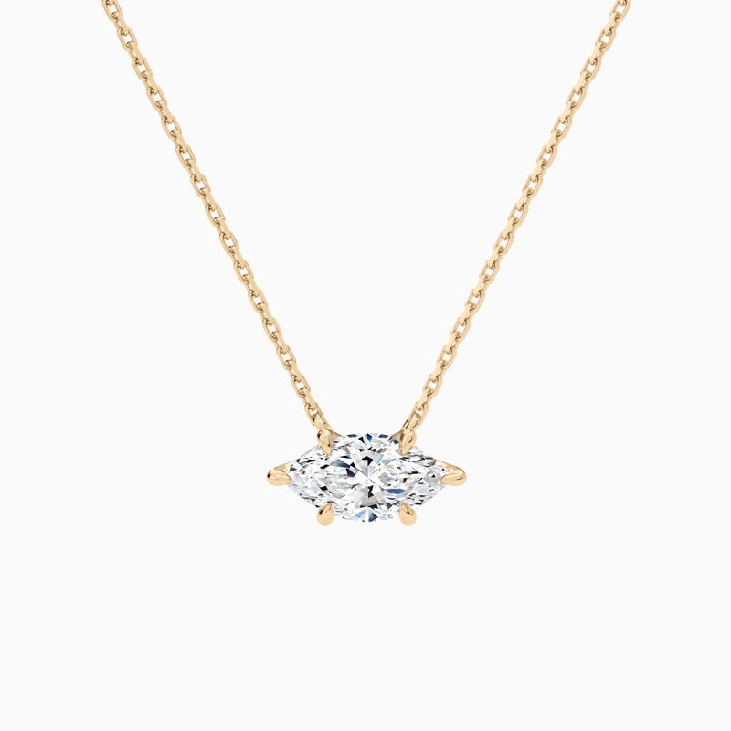 Marquise Solitaire Lab Grown Diamond Necklace In 14K Rose Gold - Lucenjuri