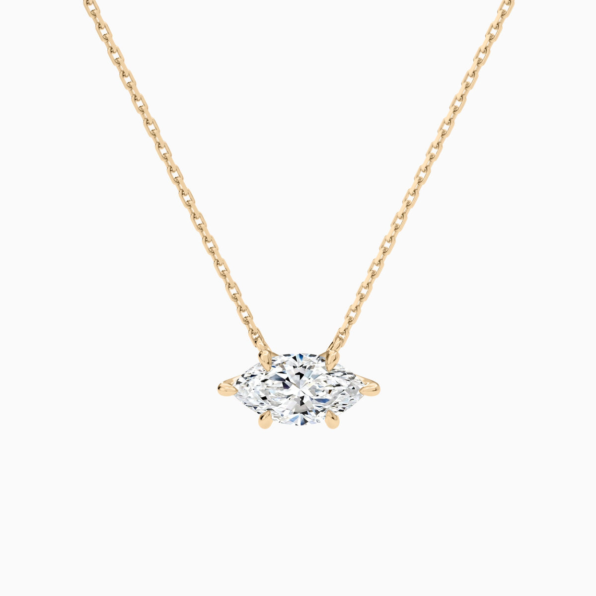Marquise Solitaire Lab Grown Diamond Necklace In 14K Rose Gold - Lucenjuri