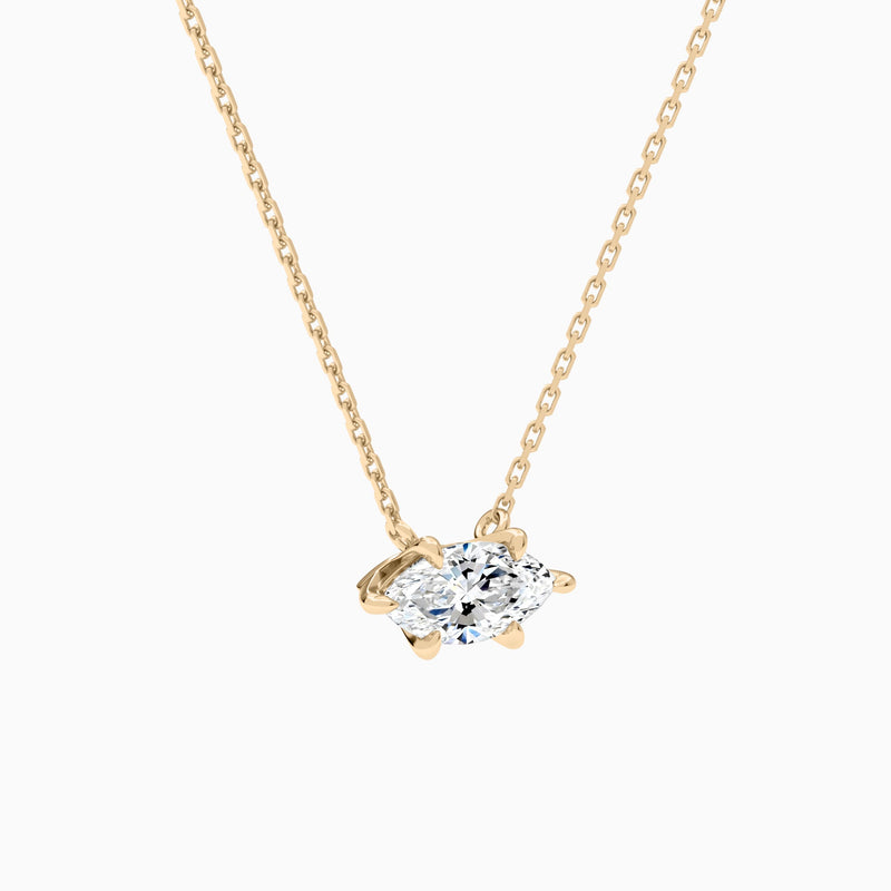 Marquise Solitaire Lab Grown Diamond Necklace In 14K Rose Gold - Front Angle View