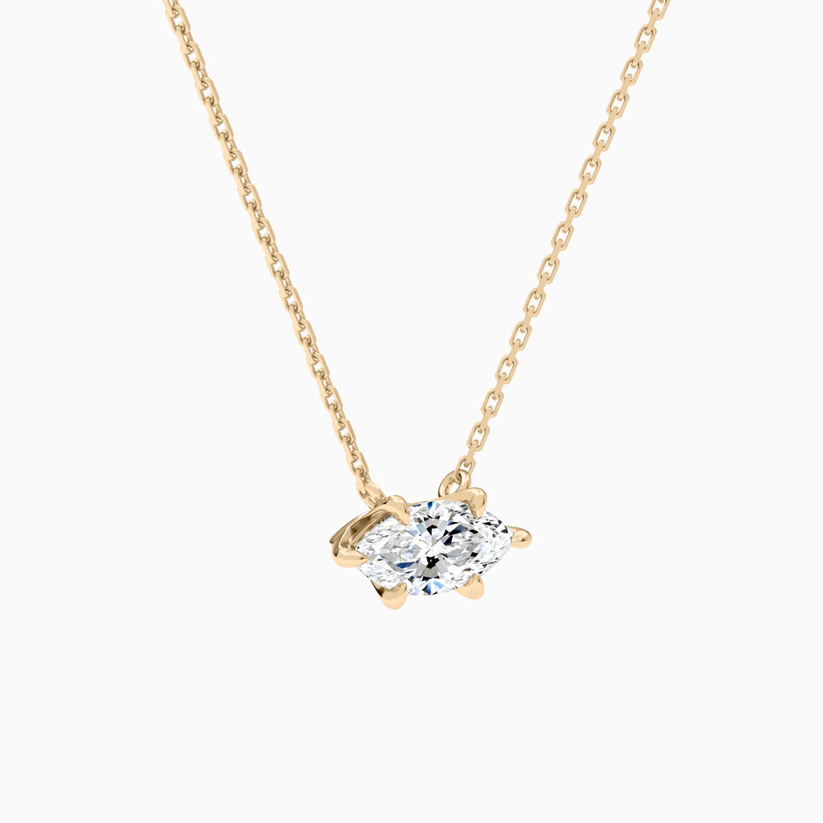 Marquise Solitaire Lab Grown Diamond Necklace In 14K Rose Gold - Front Angle View