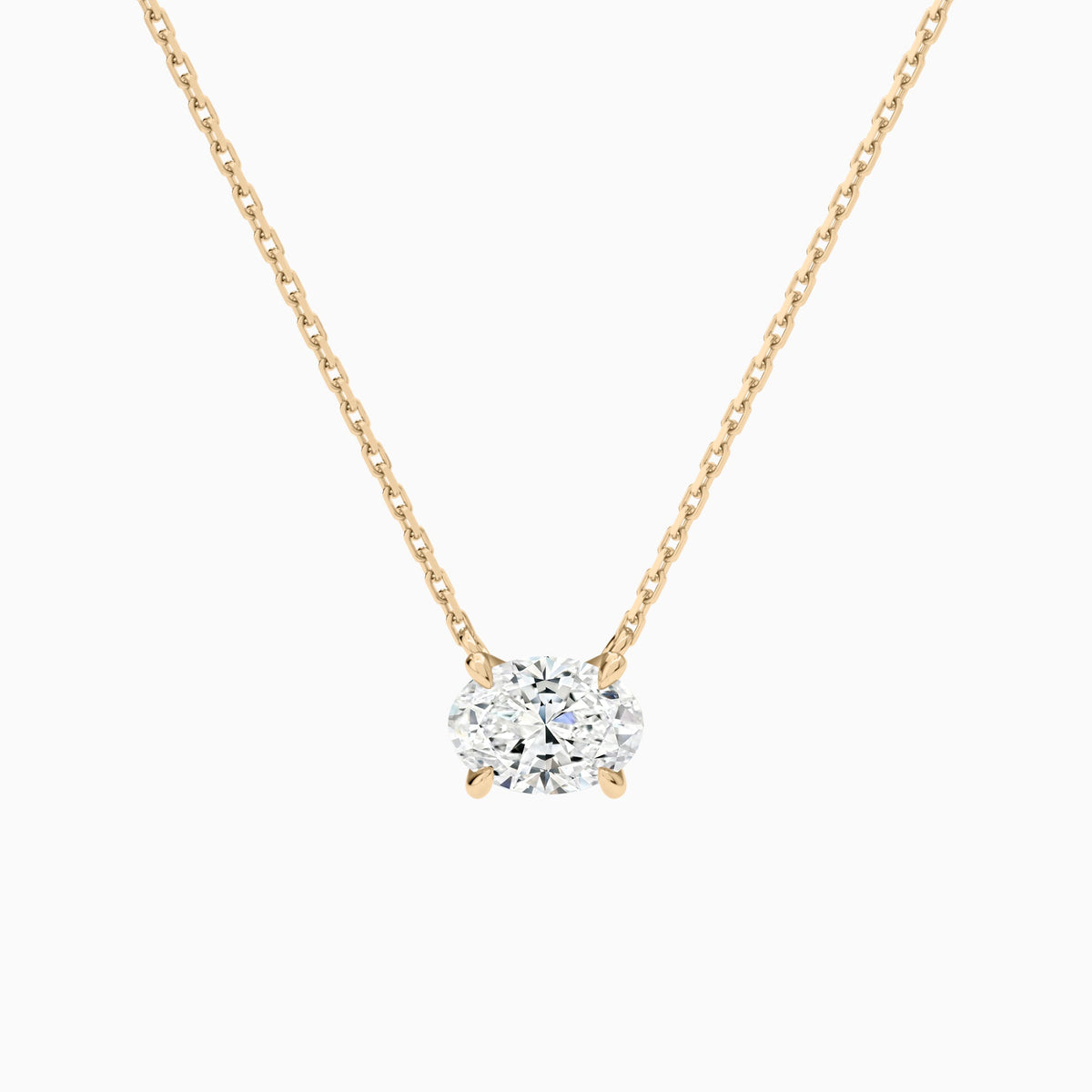 Oval Solitaire Lab Grown Diamond Necklace In 14K Rose Gold - Lucenjuri