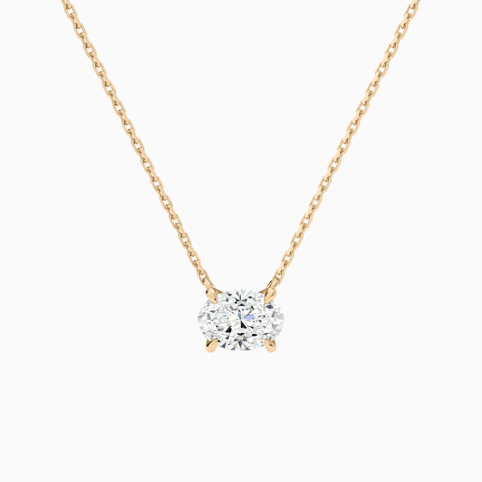 Oval Solitaire Diamond Necklace