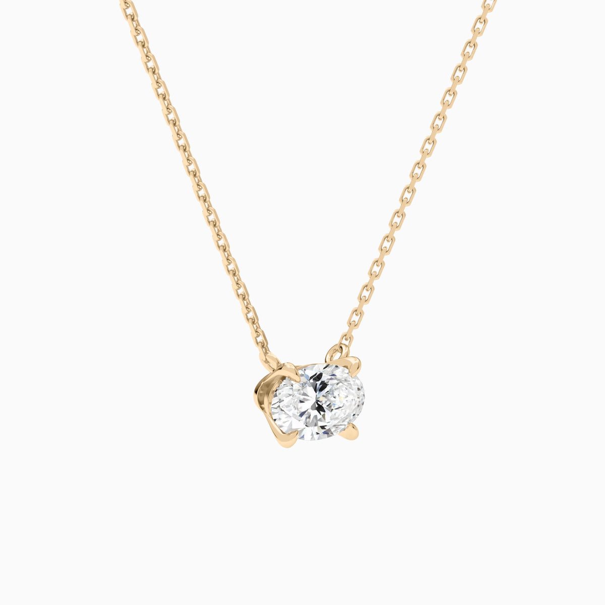 Oval Solitaire Lab Grown Diamond Necklace In 14K Rose Gold - Front Angle View