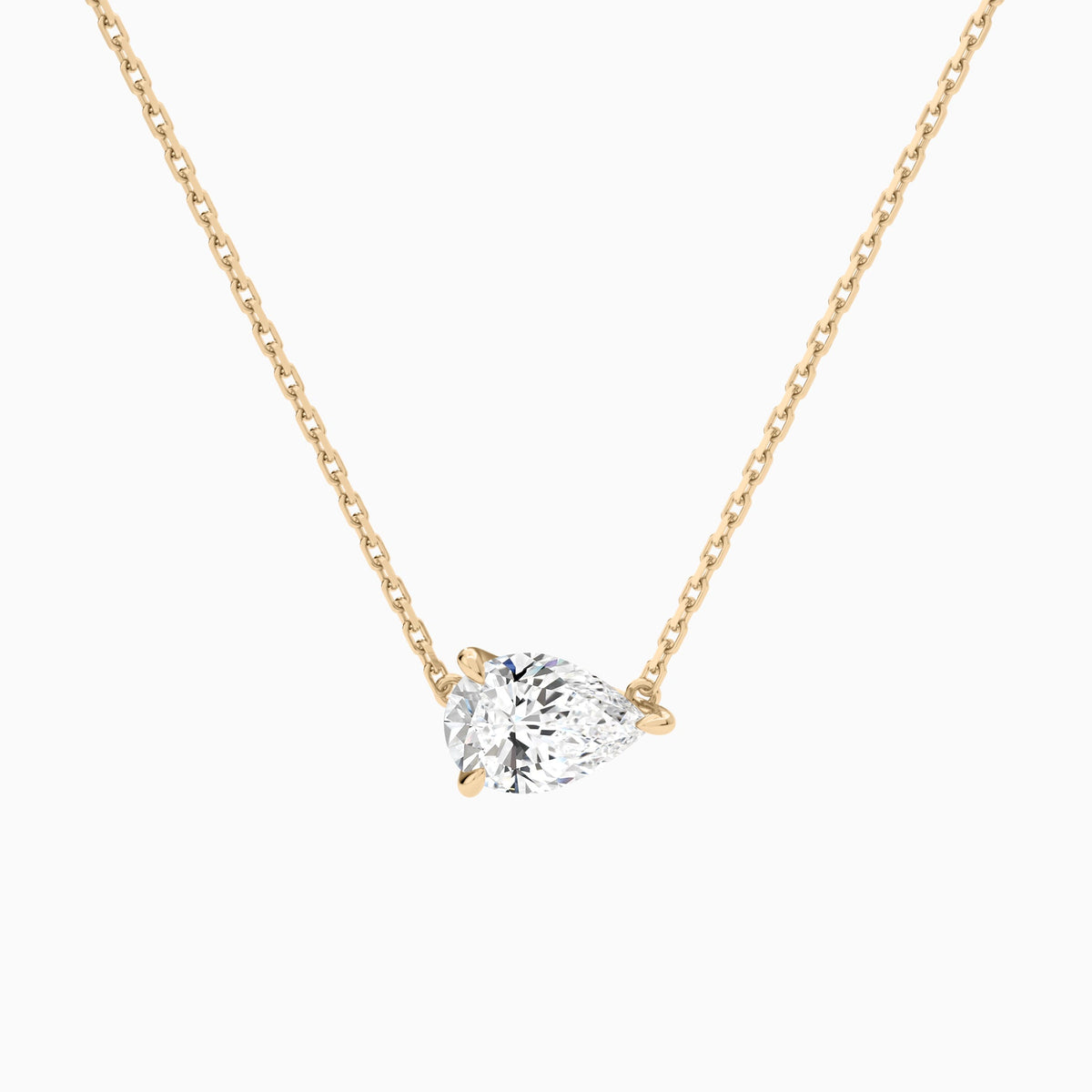 Pear Solitaire Lab Grown Diamond Necklace In 14K Rose Gold - Lucenjuri
