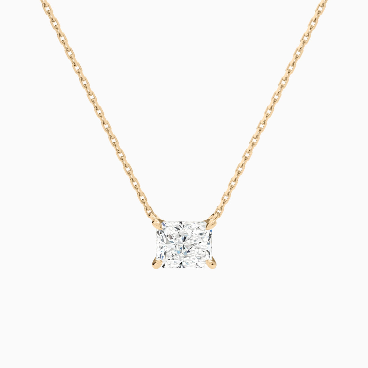Radiant Solitaire Lab Grown Diamond Necklace In 14K Rose Gold - Lucenjuri