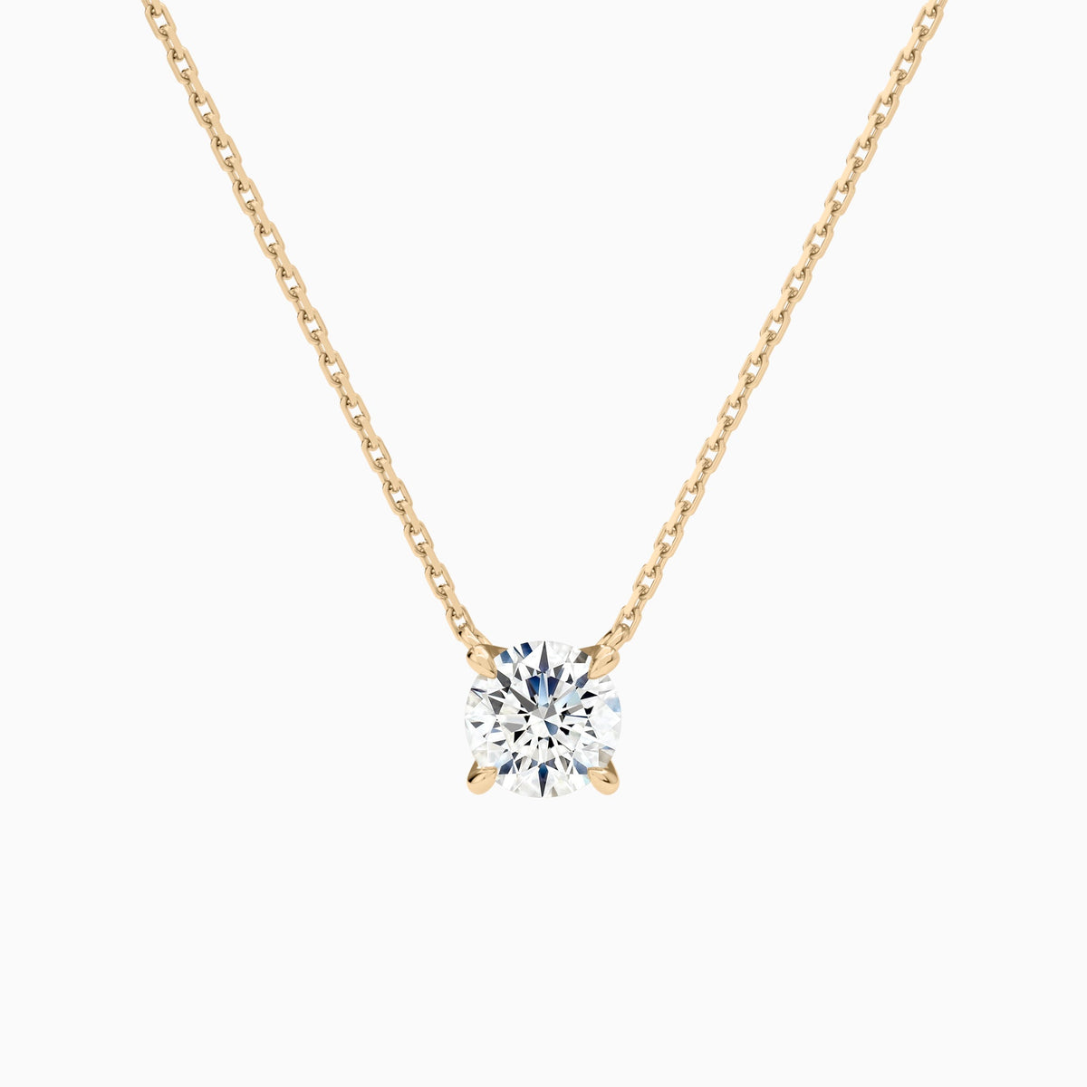Round Solitaire Lab Grown Diamond Necklace In 14K Rose Gold - Lucenjuri