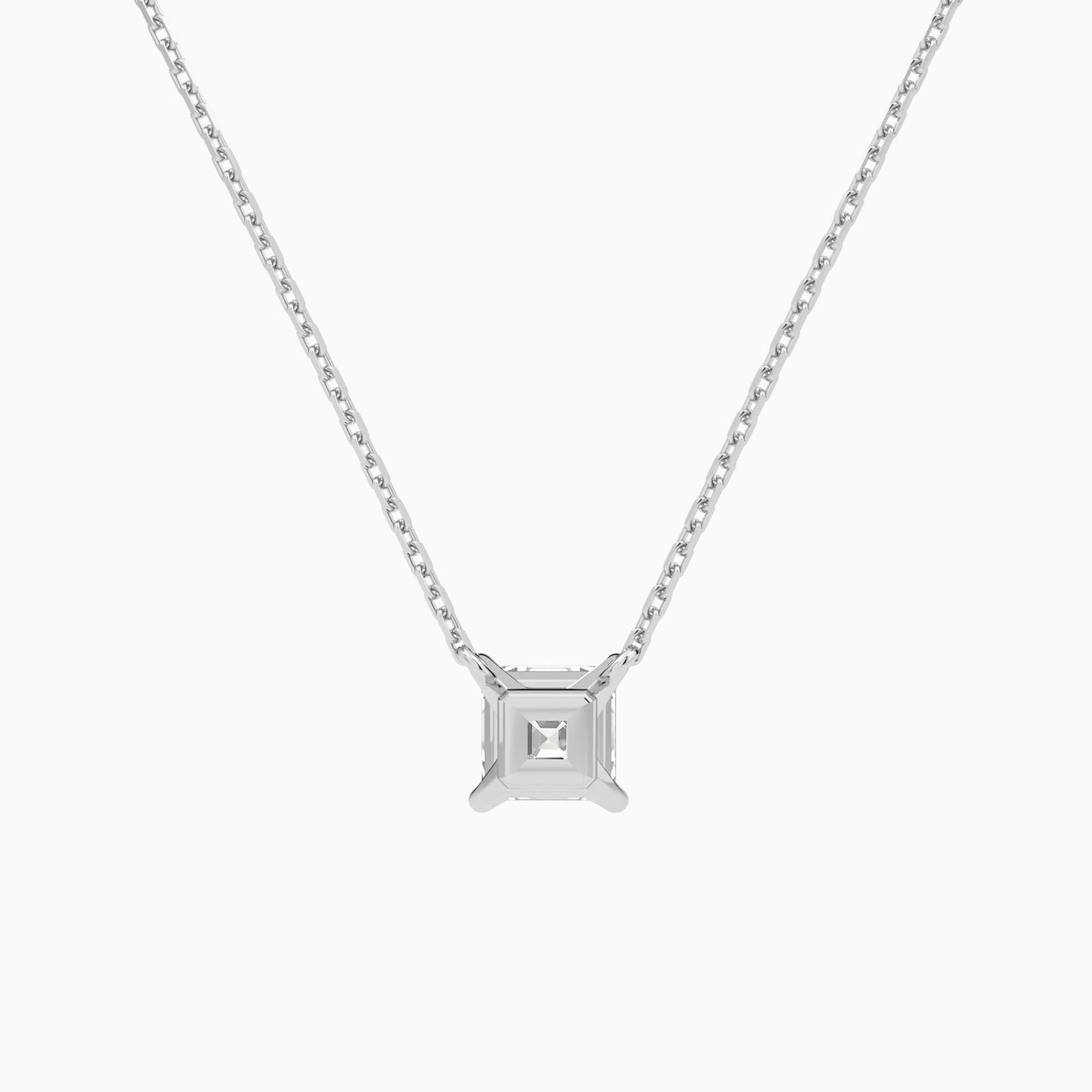 Asscher Solitaire Diamond Necklace