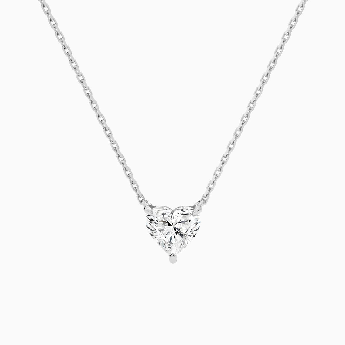 Heart Solitaire Lab Grown Diamond Necklace In 18K White Gold - Lucenjuri