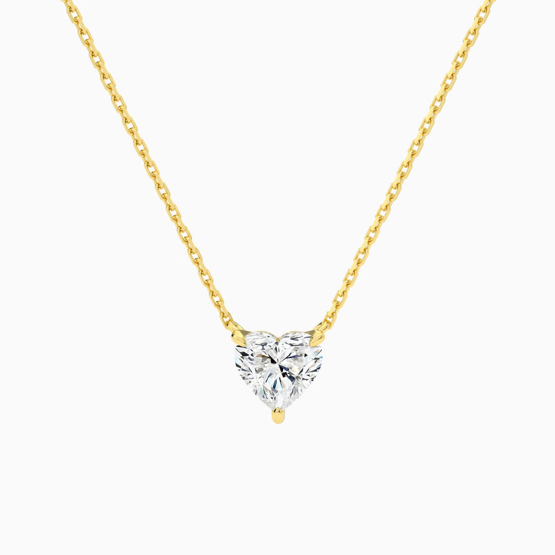 Heart Solitaire Lab Grown Diamond Necklace In 18K Yellow Gold - Lucenjuri