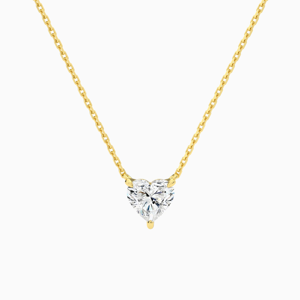 Heart Solitaire Lab Grown Diamond Necklace In 18K Yellow Gold - Lucenjuri