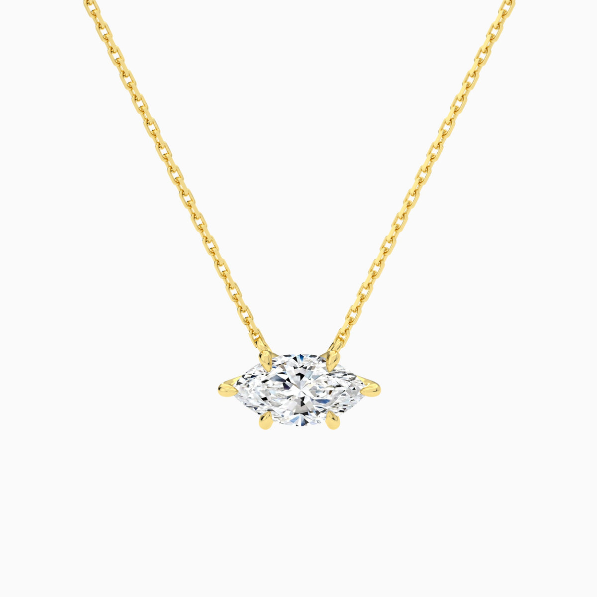 Marquise Solitaire Lab Grown Diamond Necklace In 18K Yellow Gold - Lucenjuri