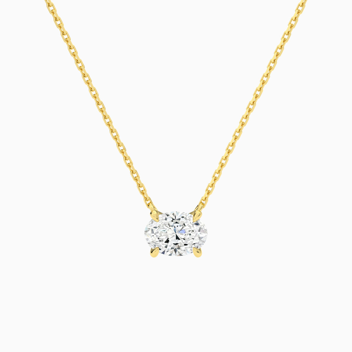 Oval Solitaire Lab Grown Diamond Necklace In 18K Yellow Gold - Lucenjuri