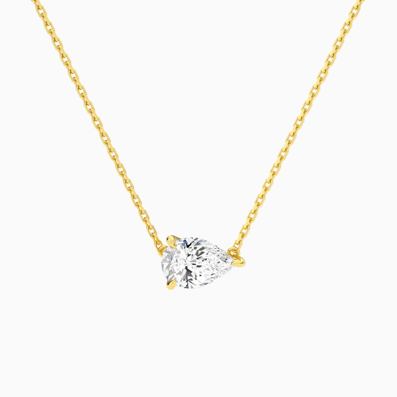 Pear Solitaire Lab Grown Diamond Necklace In 18K Yellow Gold - Lucenjuri