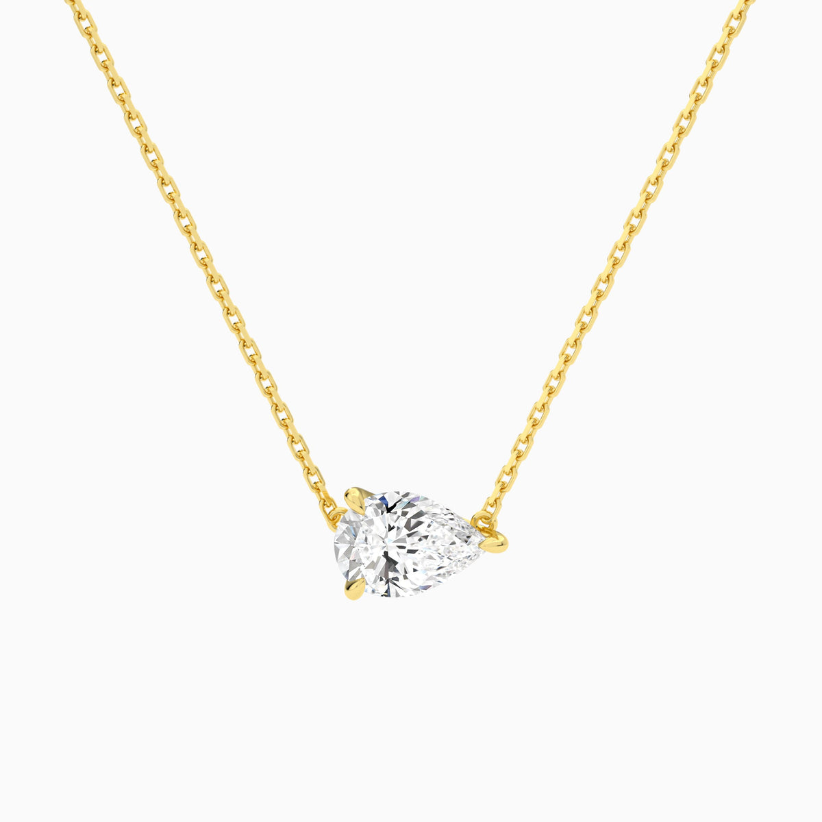 Pear Solitaire Lab Grown Diamond Necklace In 18K Yellow Gold - Lucenjuri