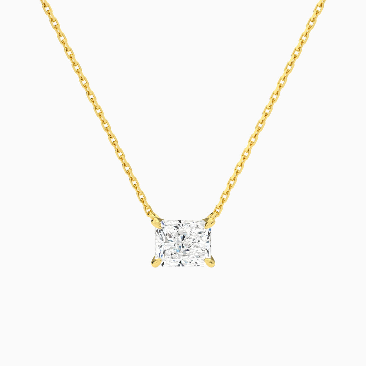 Radiant Solitaire Lab Grown Diamond Necklace In 18K Yellow Gold - Lucenjuri