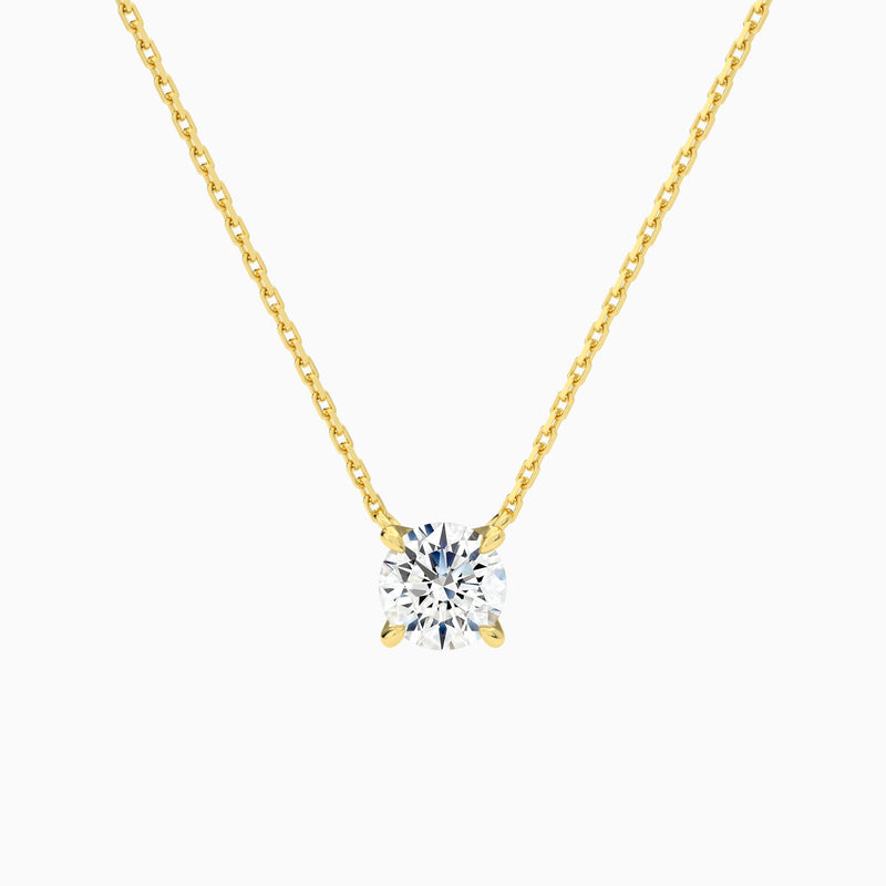 Round Solitaire Lab Grown Diamond Necklace In 18K Yellow Gold - Lucenjuri