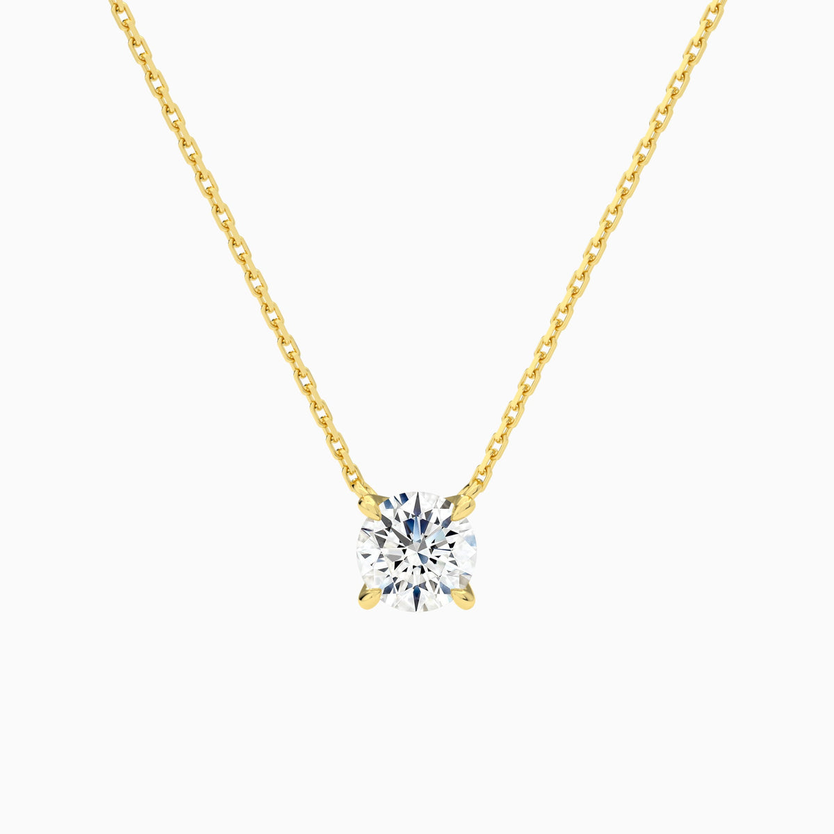 Round Solitaire Lab Grown Diamond Necklace In 18K Yellow Gold - Lucenjuri