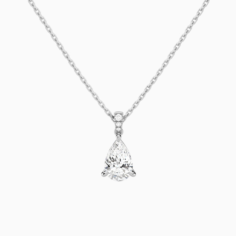 Pear Lab Grown Diamond Accented Bail Pendant Necklace - Lucenjuri
