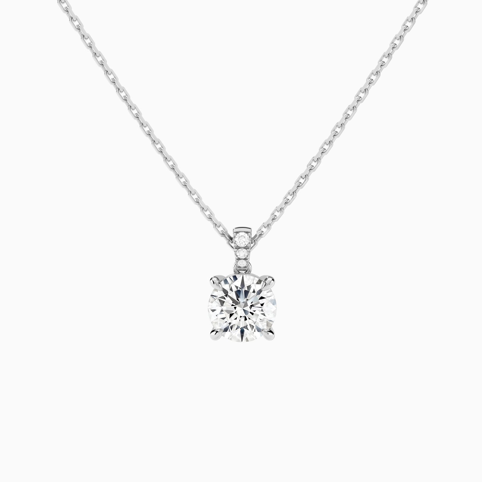 Round Lab Grown Diamond Accented Bail Pendant Necklace - Lucenjuri