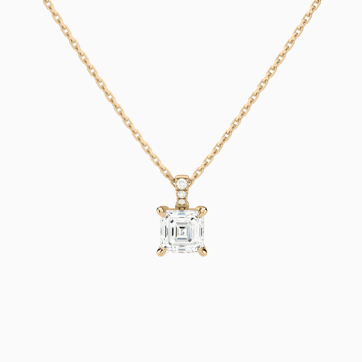 Asscher Lab Grown Diamond Accented Bail Pendant Necklace - Lucenjuri